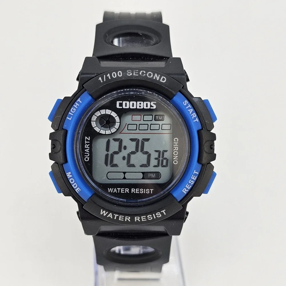 Men's Sport Digital Watch 44MM Black Plastic Bands New Battery‎